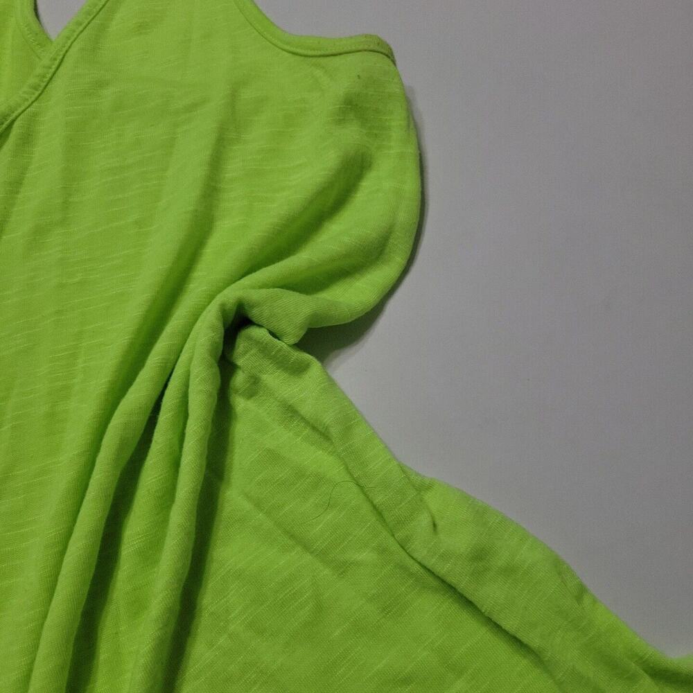 Tresics Women Medium Tank Top Neon Heathered Green Scoop Neck Stretch Razor Back - Picture 4 of 12